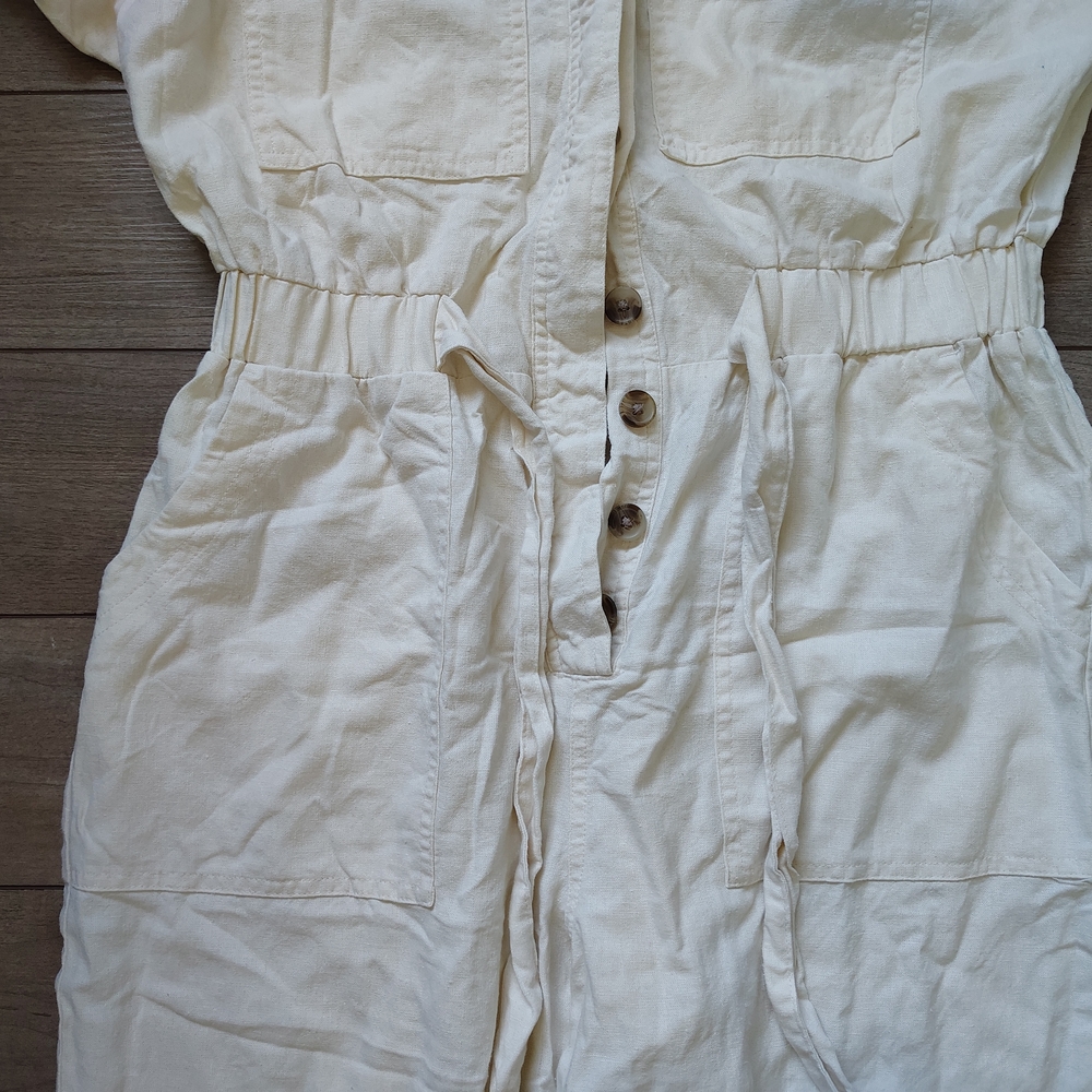 Cream Button-Up Jumpsuit - Picture 4 of 4